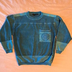 Vintage Crewneck Velvet Sweatshirt | Teal Blue